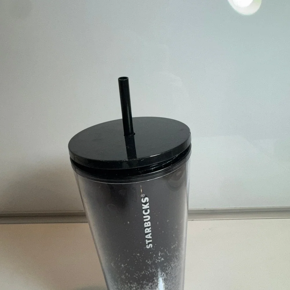 Starbucks Black Gradient Glitter Cold Cup Tumbler with Straw 24‎ oz 2019